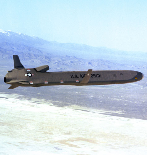 An AGM-86 air-launched cruise missile in flight