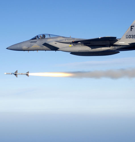 U.S. F-15 Eagle firing an air-to-air missile