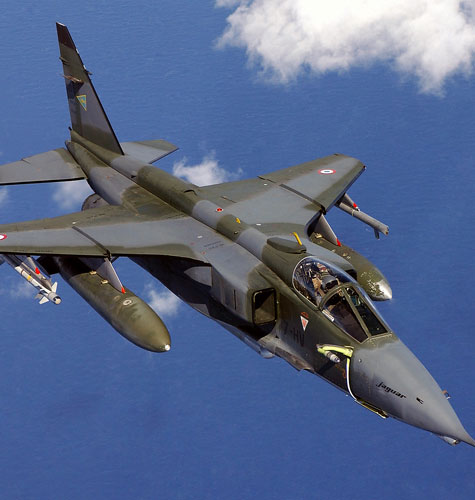 A French Air Force Jaguar A/E Fighter-Bomber aircraft flies a refueling mission over the Adriatic Sea, in support of Operation JOINT FORGE.